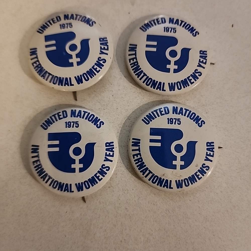 4 1975 United Nations International Women’s Year Pinback Buttons
